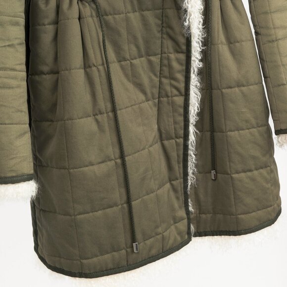 Altuzarra PF/15 Green Cotton Quilted Lamb-Fur Coat - Picture 7 of 11